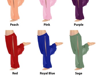 Pantalones Harem con 2 aberturas laterales para mujer, pantalones de danza del vientre para Yoga, pantalones Bombachos, Aladdin Halloween