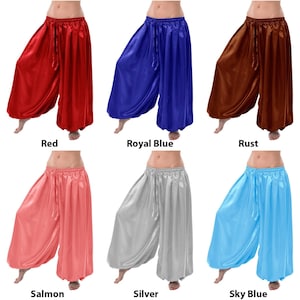 Women Satin Harem Pants 4 Yard Baggy Yoga Belly Dance Pantaloons Bombachos Trouser Aladdin Halloween