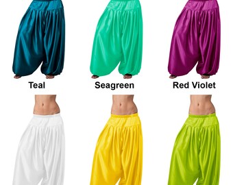 Pink Satin Harem Yoga Pant Belly Dance Pantaloons Bombachos Aladdin Halloween