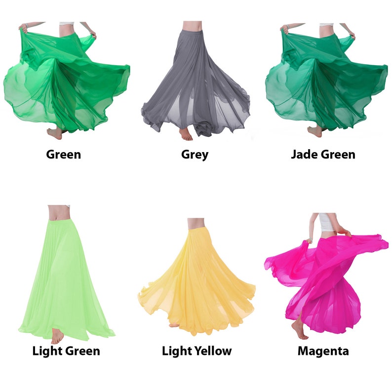 360 Degree Chiffon Full Circle Skirt Belly Dance Tribal Panel Skirt Full Long 9 Yard Skirt 25 Colors Available imagem 5