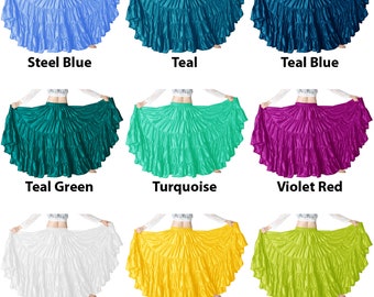 Satin 5 Tiered Skirt for Women Lady Girl Long Shiny Belly Dance 32 Yard Tier Flamenco Skirt Tribal Ruffle Costume 30 Colors Available
