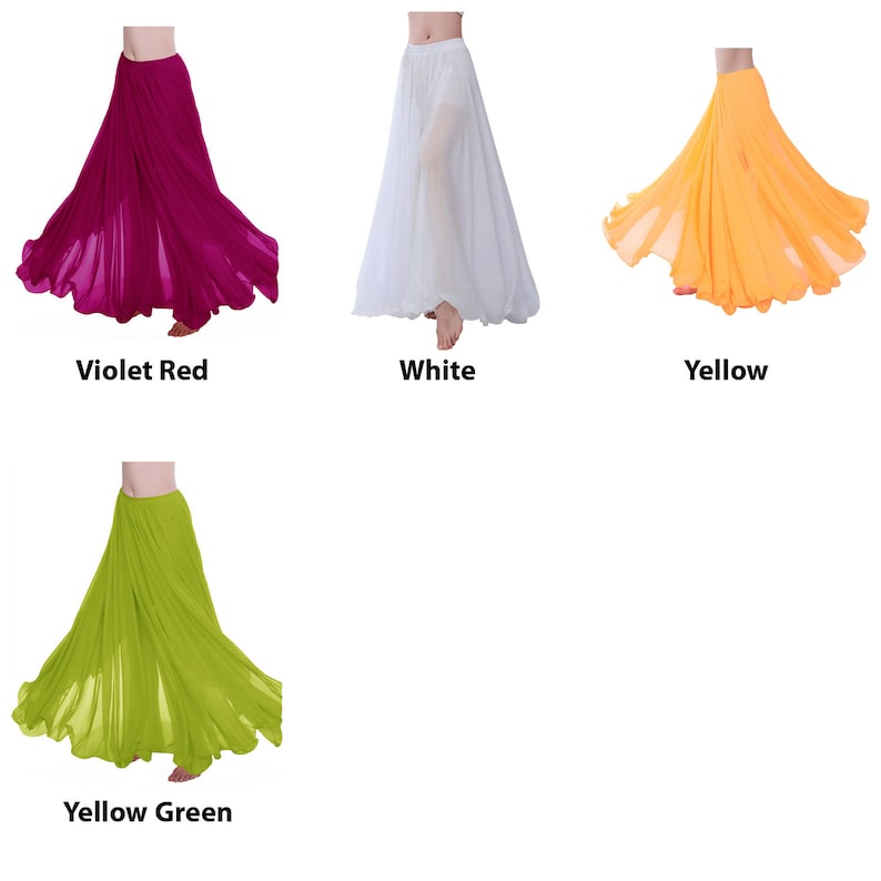 360 Degree Chiffon Full Circle Skirt Belly Dance Tribal Panel Skirt Full Long 9 Yard Skirt 25 Colors Available image 9