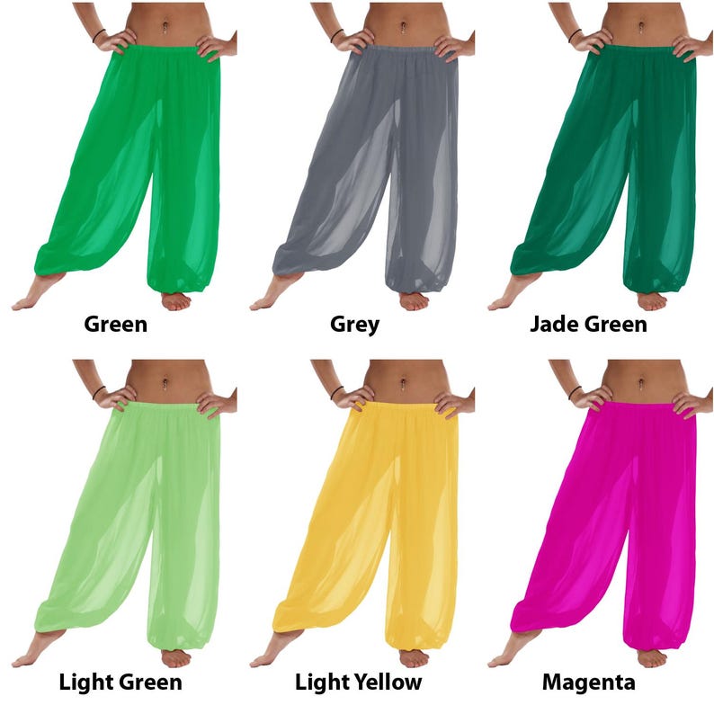 Chiffon Harem Pants Women, Belly Dance Trousers, Boho Genie Pants, Yoga Longue Wide Leg Pants, Pantaloons Halloween Pants, Belly Dance Pants image 5