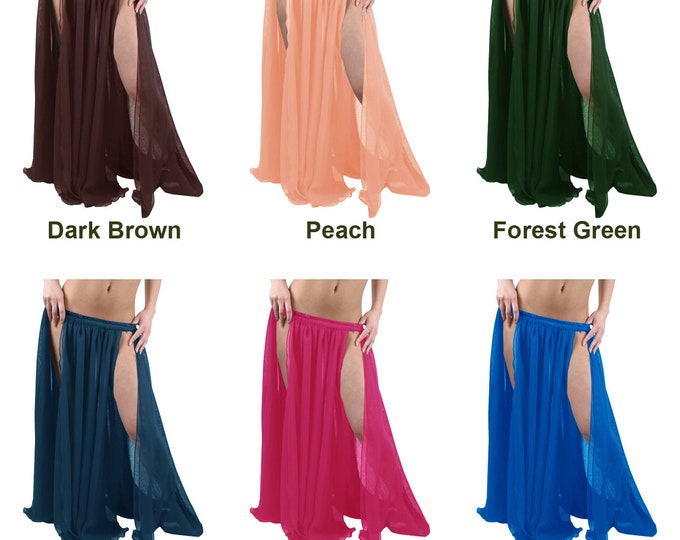 Chiffon Panel Skirt Double Layer Skirt With 2 Front Slits - Etsy
