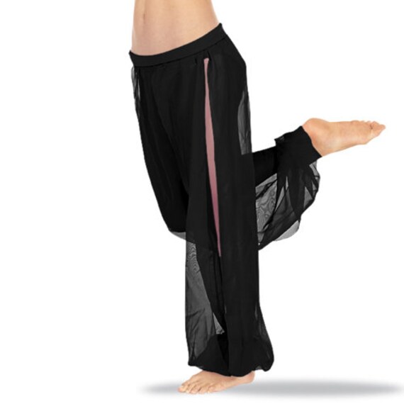 Women 2 Side Slit Harem Pants Yoga 