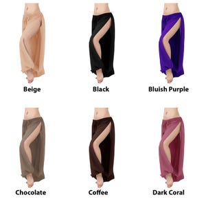 Chiffon Harem Pants Women, 2 Side Slit Belly Dance Trousers, Boho Genie Pants, Yoga Longue Wide Leg Pants, Pantaloons Halloween Trousers image 3