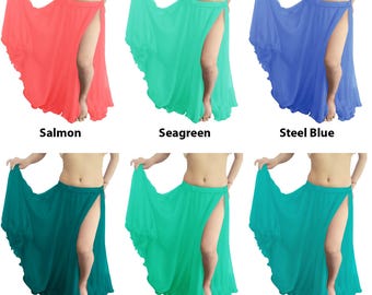 Faldas de gasa de doble capa, faldas de dos capas con abertura lateral,  faldas con paneles tribales para danza del vientre, faldas largas y