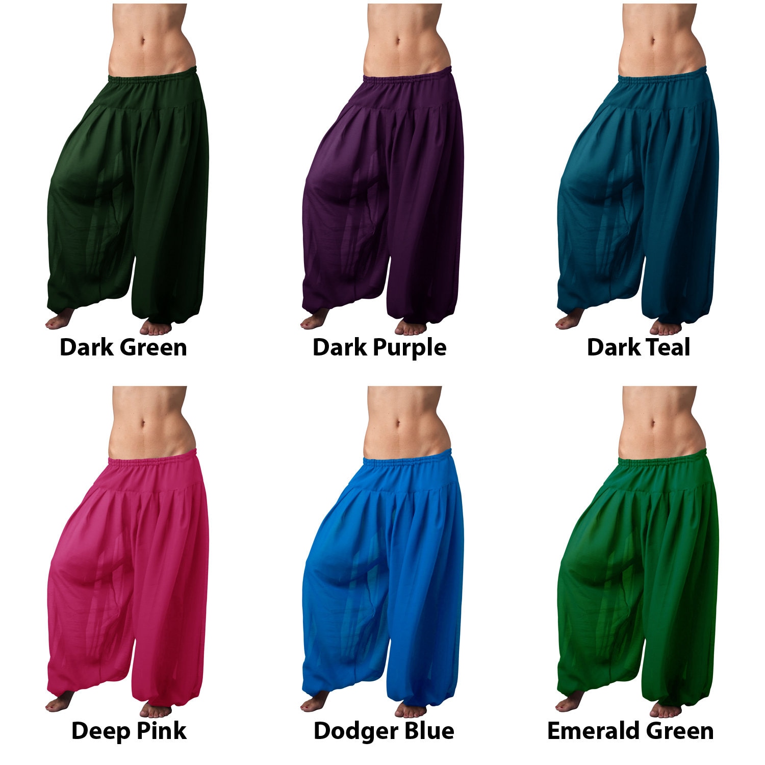 Women Chiffon Harem Pants, 4 Yard Baggy Belly Dance Trousers