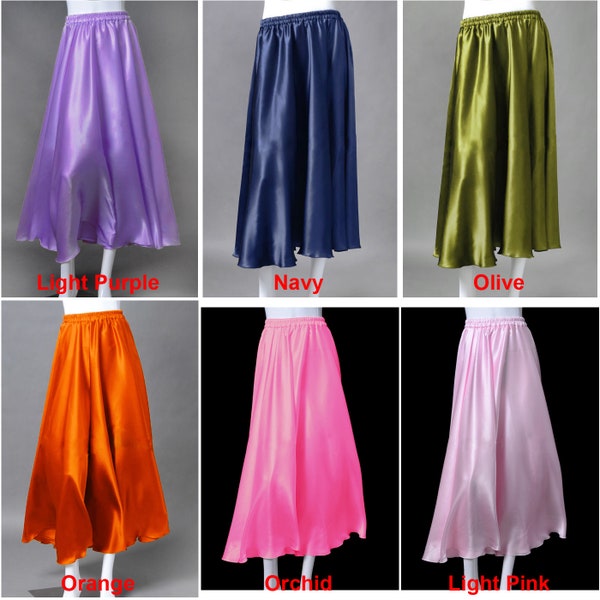 Satin Half Circle Skirt Belly Dance Tribal Panel Skirt Full Long Gypsy 4.5 Yard Skirt Maxi Skirt 30 Colors Available