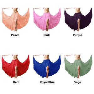 360 Degree Skirts, Slit Flamenco Skirts, Chiffon Full Circle Skirts, Belly Dance Tribal Panel Skirts, Full Long 12 Yard Ruffle Skirts