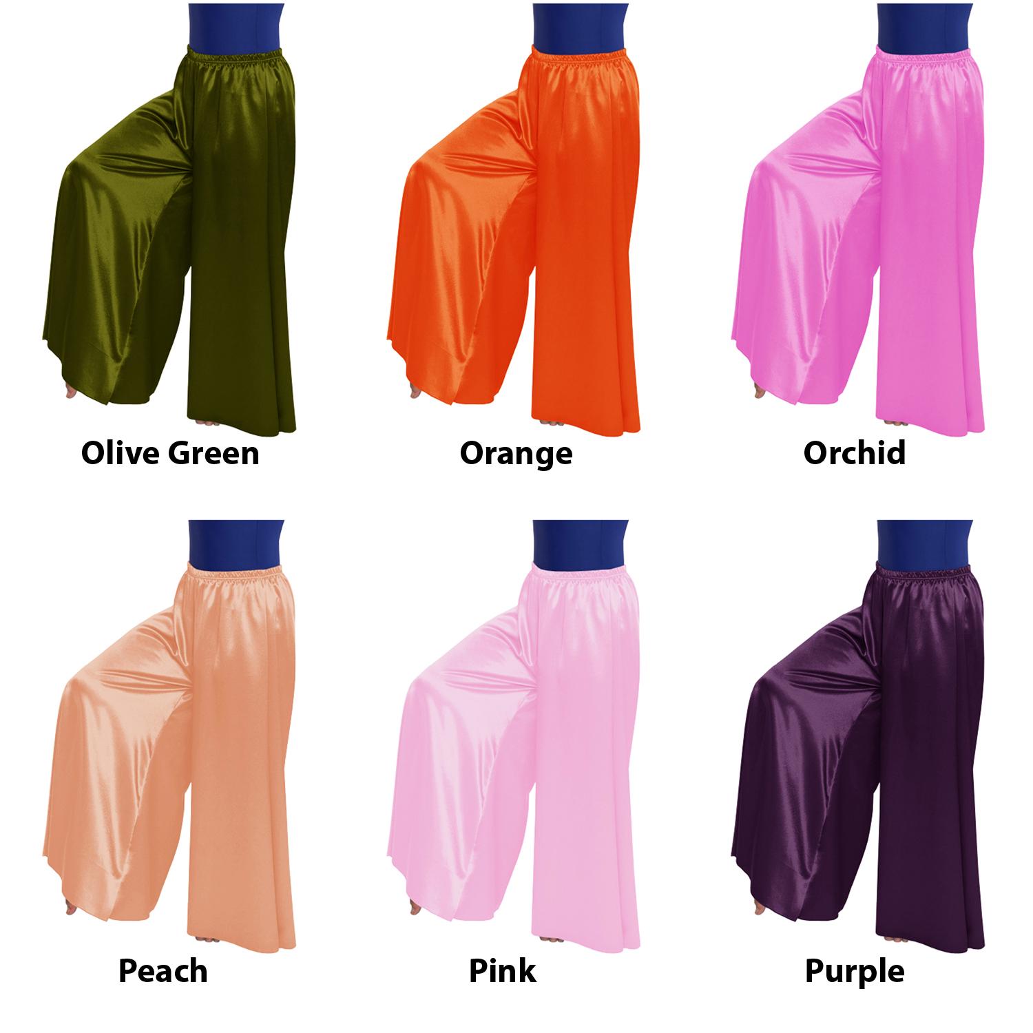Women Satin Palazzo Pants, Harem Yoga Belly Dance Pants, Wide Leg