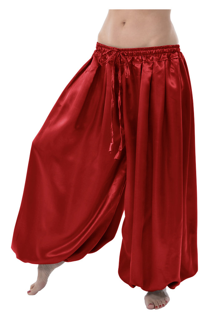 US2 Women Satin Harem Yoga Pant Belly Dance Costume Satin Fancy Pants Plus size