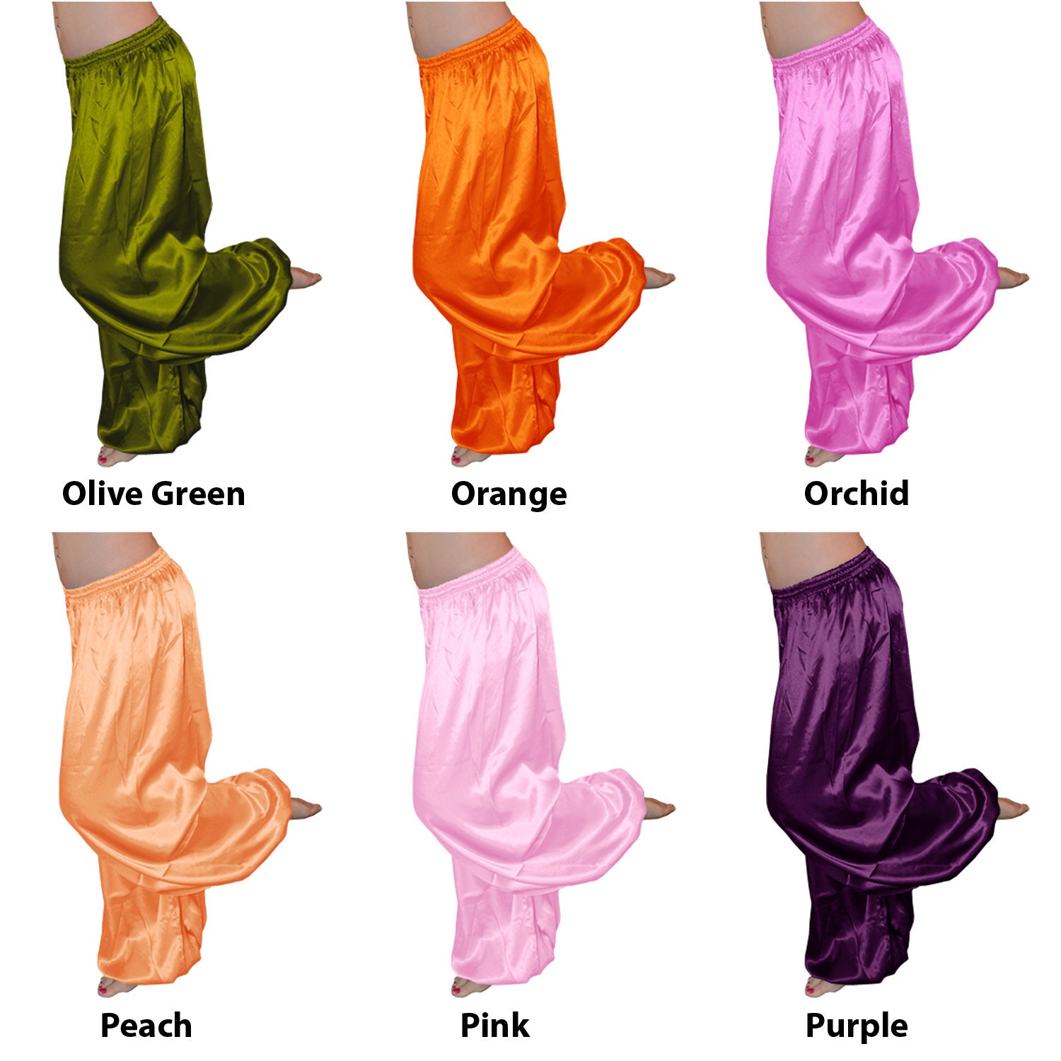 Women Satin Harem Pants, Yoga Belly Dance Pants, Aladdin