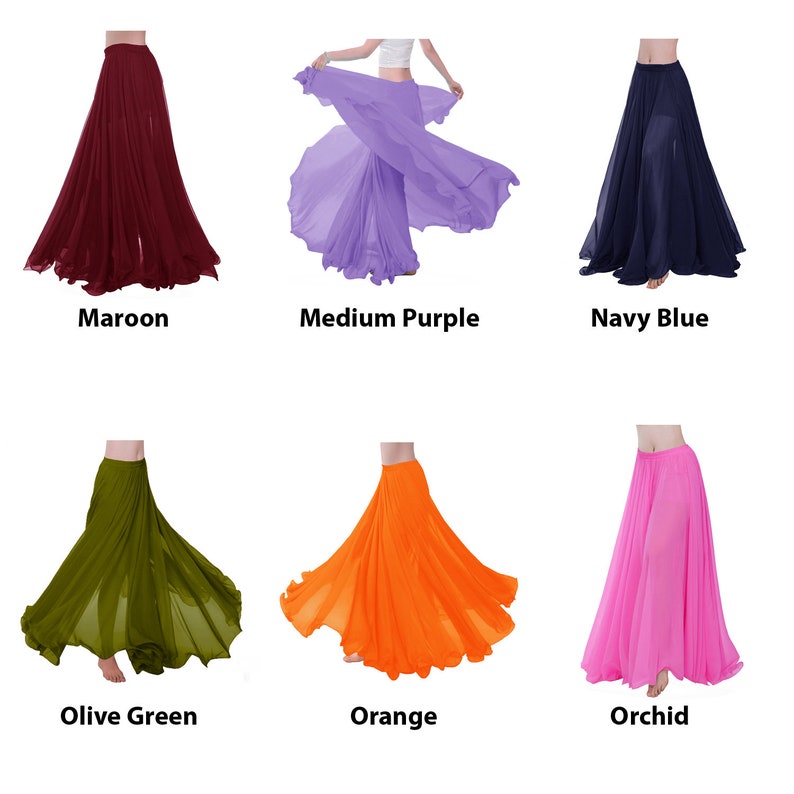 360 Degree Chiffon Full Circle Skirt Belly Dance Tribal Panel Skirt Full Long 9 Yard Skirt 25 Colors Available imagem 6