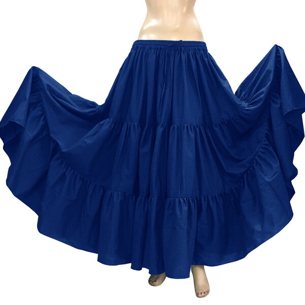 Gypsy Belly Dance Skirt - 12 Yard Tiered Satin Flamenco Costume For Women