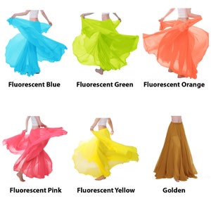 360 Degree Chiffon Full Circle Skirt Belly Dance Tribal Panel Skirt Full Long 9 Yard Skirt 25 Colors Available imagem 4