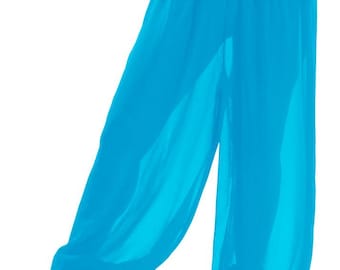 thumbnail image 2 of Genie Costume Sheer Chiffon Harem Pants With Side Slit - Belly Dance Wear 2 of 5