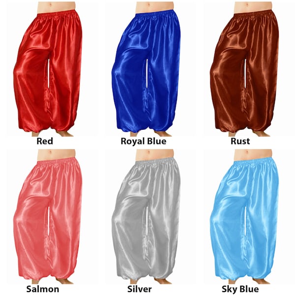 Women Satin Harem Pants Yoga Belly Dance Pantaloons Bombachos Trouser Aladdin Halloween