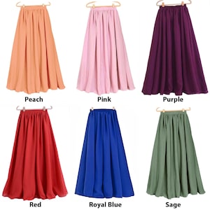 シフォンマキシスカート、レディースレディガールスカート、2層フルロングスカート、レトロな伸縮性ウエストドレス、ハイウエスト、サマーシフォンスカート、スイングスカート