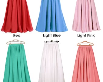 Chiffon Maxi Skirt for Women Lady Girl 2 Layer Full Long Skirt Retro Elastic Waist Dress 25 Colors Available