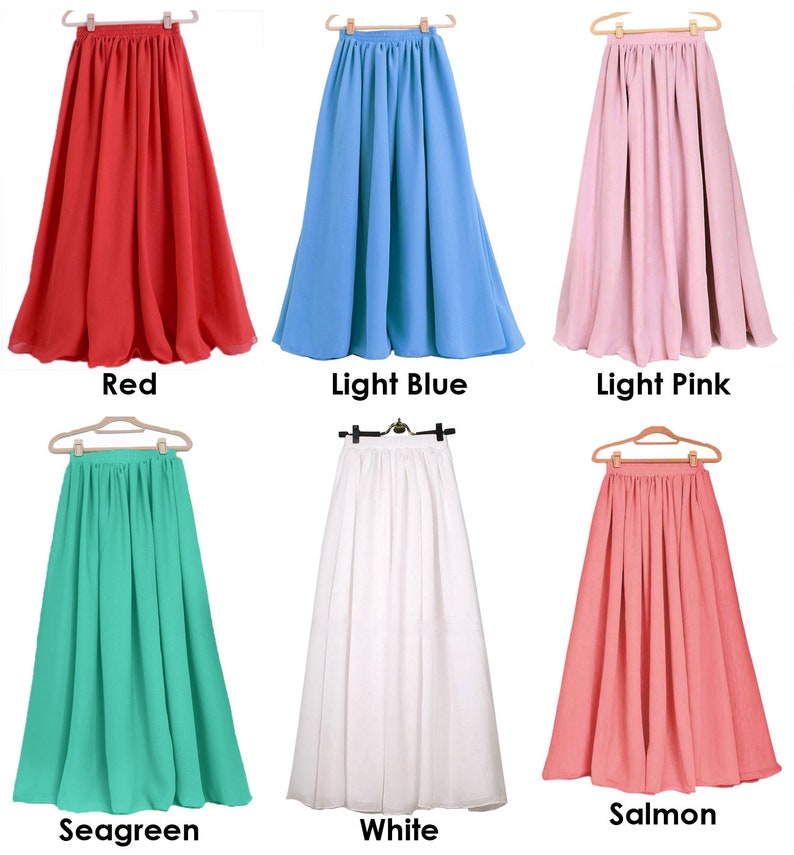 Chiffon Maxi Skirt for Women Lady Girl 2 Layer Full Long Skirt Retro ...