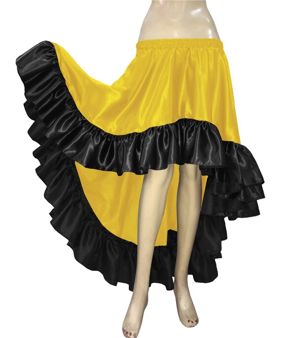 Top Set Belly Dance Tie Ruffle Dress Flamenco Tribal Full Circle Satin Skirt Top Set Belly Dance Tie Ruffle Dress Flamenco Tribal Full Circle Satin Skirt