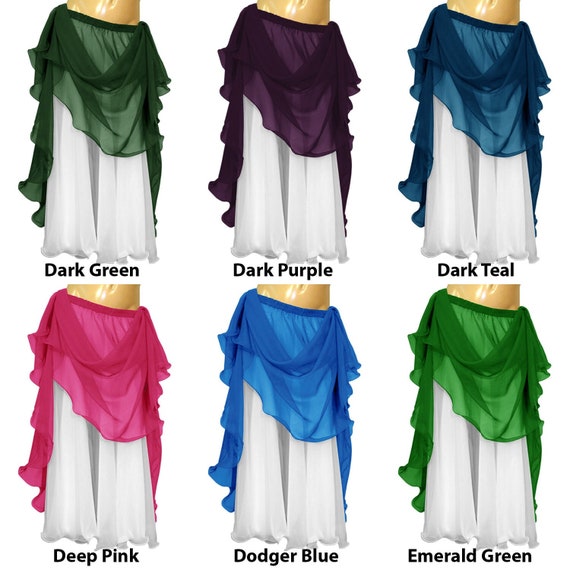 360 Degree Chiffon Double Layer Skirts, Belly Dance Tribal Panel Skirts, Full Long 2 Layer Full Circle Reversible Skirt, Tribal Fusion Skirt