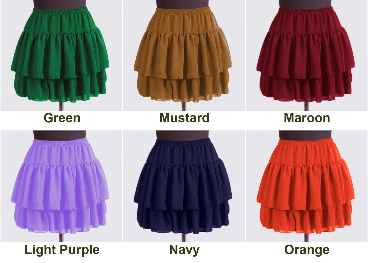 Silk chiffon tiered mini skirt