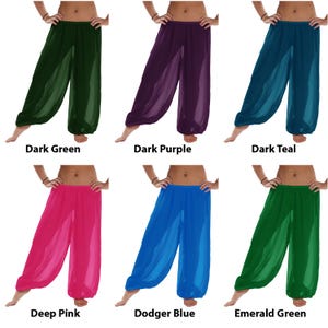 Chiffon Harem Pants Women, Belly Dance Trousers, Boho Genie Pants, Yoga Longue Wide Leg Pants, Pantaloons Halloween Pants, Belly Dance Pants image 3