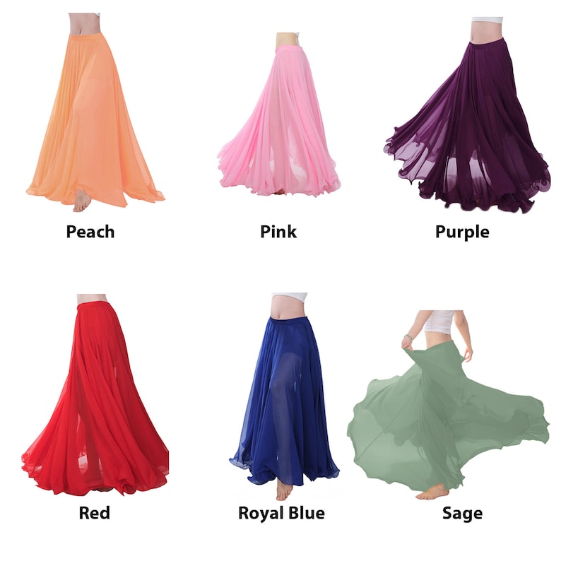 360 Degree Chiffon Full Circle Skirt Belly Dance Tribal Panel Skirt Full Long 9 Yard Skirt 25 Colors Available imagem 7