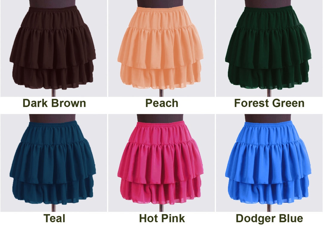 Chiffon Tiered Mini Skirt for Women Lady Girl Short Skirt Retro Elastic ...