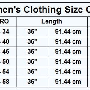 K&ouml;nnte beinhalten: Gr&ouml;&szlig;entabelle f&uuml;r Damenbekleidung mit Ma&szlig;en in Zoll und Zentimetern. Die Tabelle zeigt Gr&ouml;&szlig;en f&uuml;r S, M, L, XL, 2XL und 3XL. Sie enth&auml;lt US-, UK/AU- und Euro-Gr&ouml;&szlig;en sowie L&auml;ngen-, Taillen- und H&uuml;ftma&szlig;e.