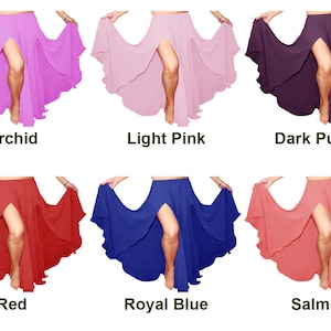 360 Degree 2 Front Slit Skirt Chiffon Full Circle Skirt Belly Dance Tribal Panel Skirt Full Long 9 Yard Skirt 25 Colors Available