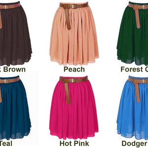 Chiffon Mini Skirt for Women Lady Girl Short Skirt Retro Elastic Waist 25 Colors Available