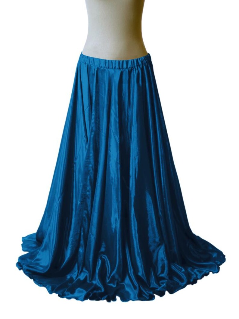 Falda de satén de 101 cm de largo, falda de panel tribal para danza del vientre, falda gitana de 8,6 m, falda maxi de satén, fusión tribal de 360 grados imagen 15