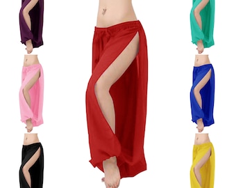 Women 2 Side Slit Harem Pants Yoga Belly Dance Pantaloons Bombachos Trouser Aladdin Halloween