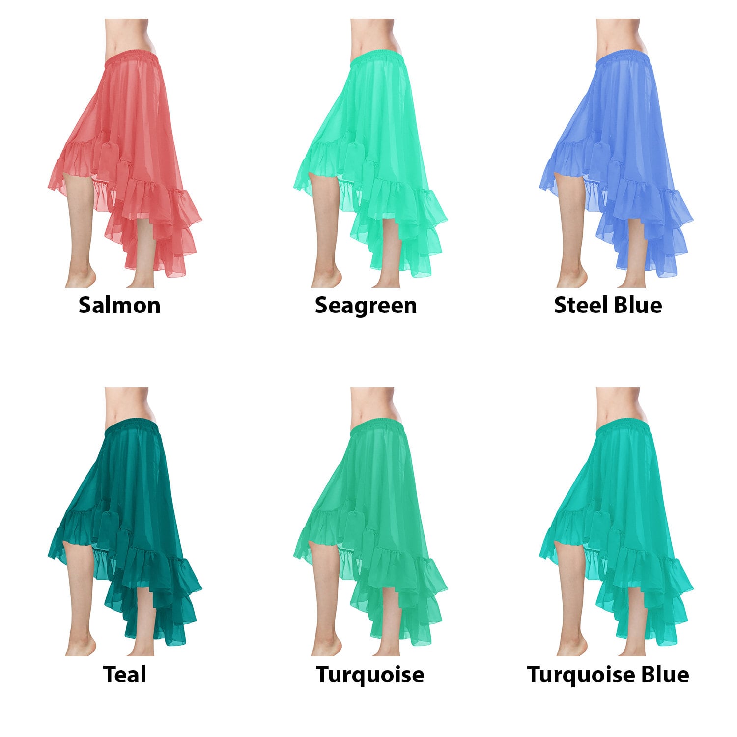 Gonna Zingara A Più Livelli In Raso MixColor – 6, 12 O 25 Iarde Per Danza Del Ventre, Flamenco E Costumi