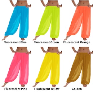Chiffon Harem Pants Women, Belly Dance Trousers, Boho Genie Pants, Yoga Longue Wide Leg Pants, Pantaloons Halloween Pants, Belly Dance Pants image 4