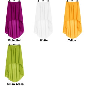 Gonne asimmetriche in chiffon, per donne, ragazze, gonne corte, gonne asimmetriche retrò con elastico in vita, gonne alte e basse, gonne asimmetriche immagine 9