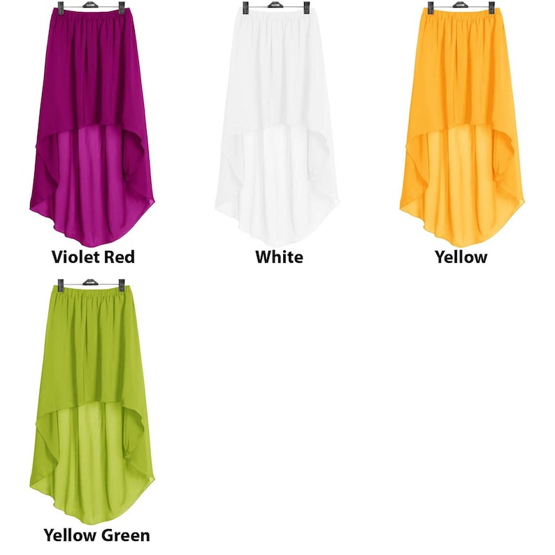 Gonne asimmetriche in chiffon, per donne, ragazze, gonne corte, gonne asimmetriche retrò con elastico in vita, gonne alte e basse, gonne asimmetriche immagine 9