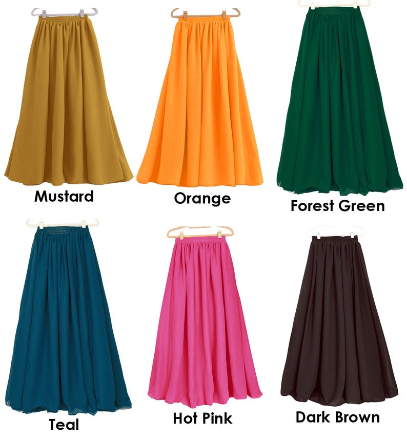 Chiffon Maxi Skirt for Women Lady Girl 2 Layer Full Long Skirt Retro ...