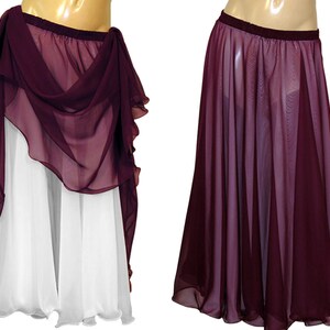 360 Degree Chiffon Double Layer Skirts, Belly Dance Tribal Panel Skirts, Full Long 2 Layer Full Circle Reversible Skirt, Tribal Fusion Skirt image 10