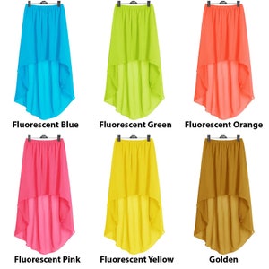 Gonne asimmetriche in chiffon, per donne, ragazze, gonne corte, gonne asimmetriche retrò con elastico in vita, gonne alte e basse, gonne asimmetriche immagine 4