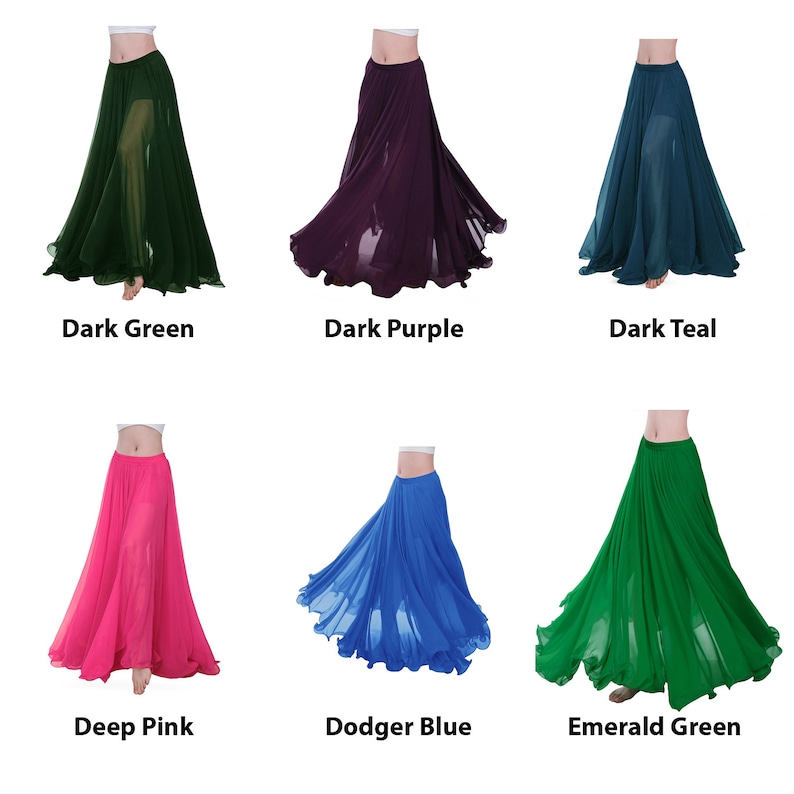 360 Degree Chiffon Full Circle Skirt Belly Dance Tribal Panel Skirt Full Long 9 Yard Skirt 25 Colors Available image 1