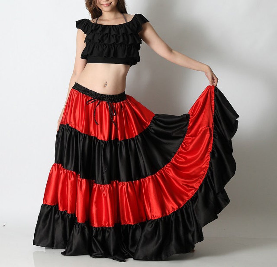 Falda Flamenca Roja y Negra para Mujer