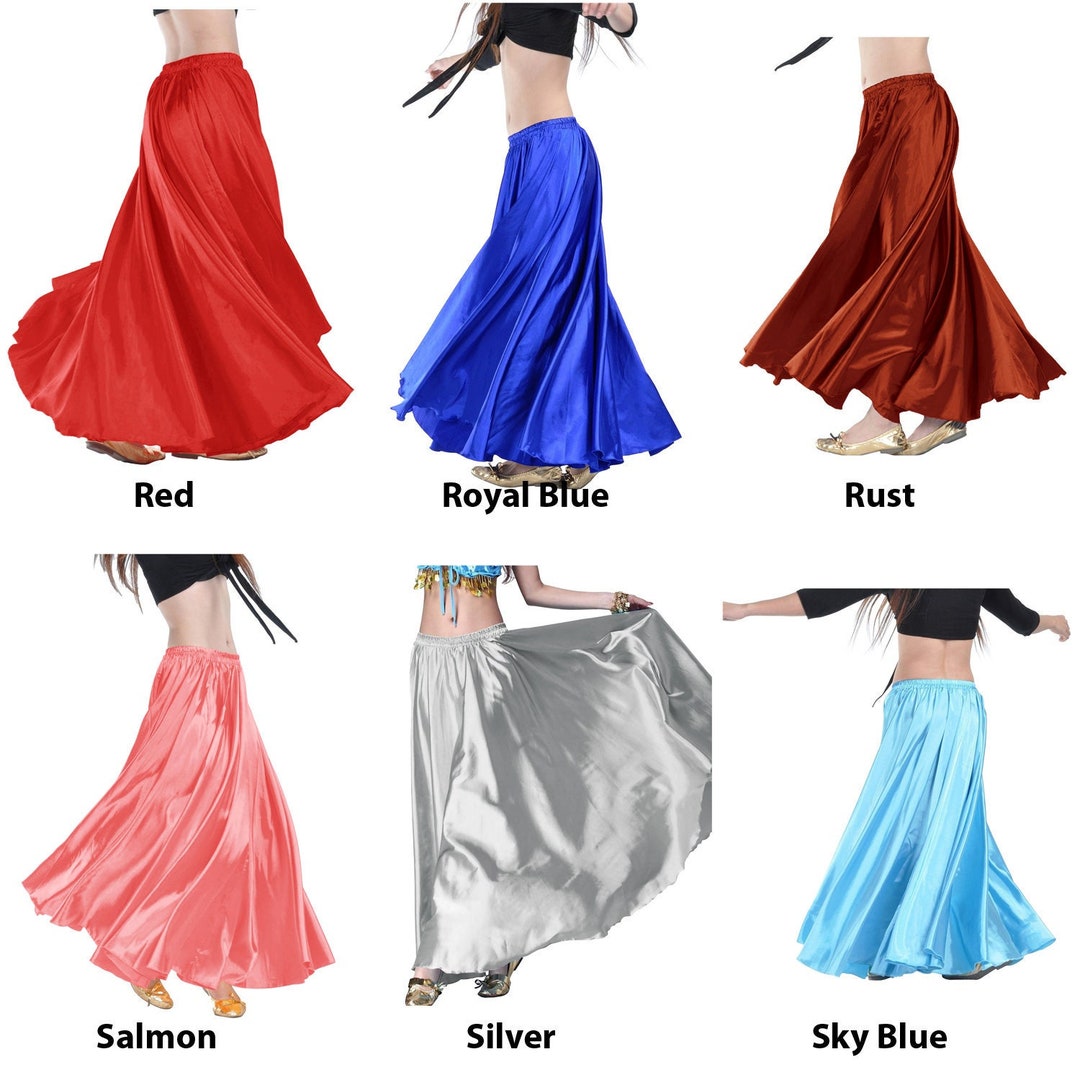 Satin Full Circle Skirt, Belly Dance Tribal Panel Skirt, Full Long Gypsy  Yard Skirt, Satin Maxi Skirt, 360 Degree Tribal Fusion Boho Skirt