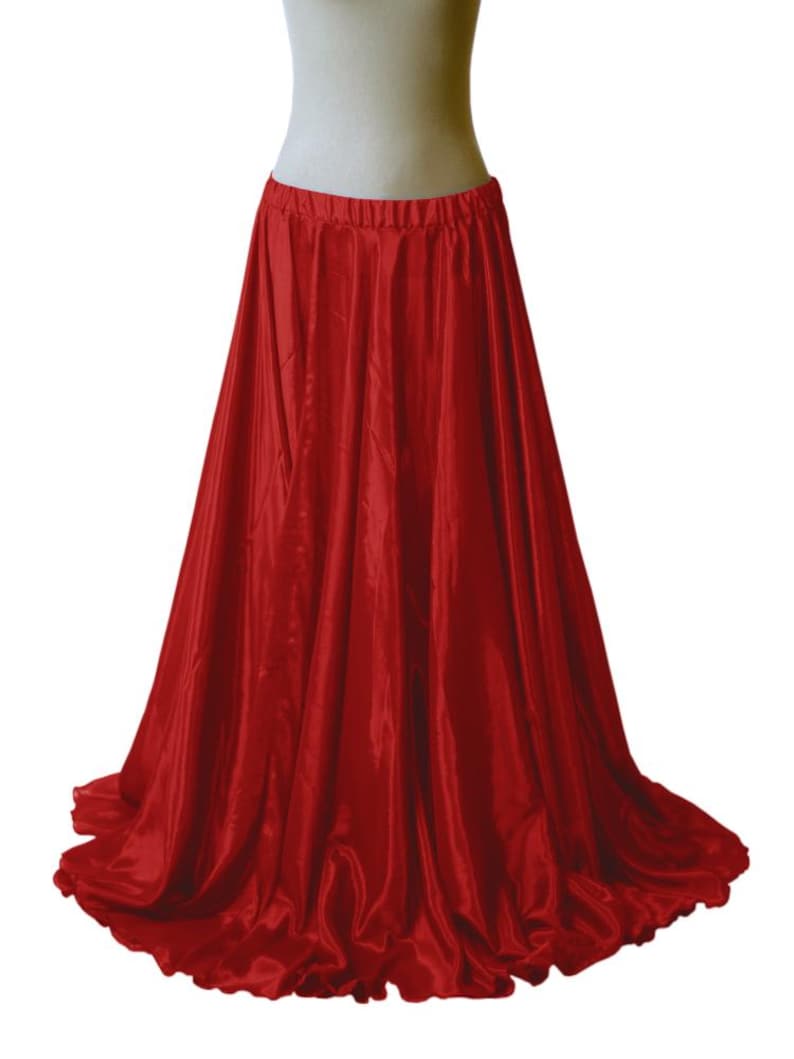 Falda de satén de 101 cm de largo, falda de panel tribal para danza del vientre, falda gitana de 8,6 m, falda maxi de satén, fusión tribal de 360 grados imagen 14