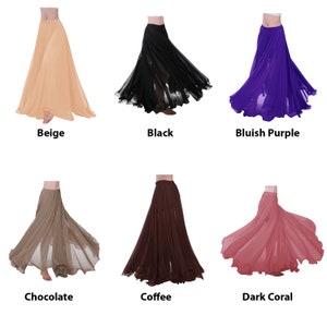 360 Degree Chiffon Full Circle Skirt Belly Dance Tribal Panel Skirt Full Long 9 Yard Skirt 25 Colors Available image 3