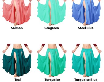 2 Layer 2 Front Slit Chiffon Full Circle Skirt – Belly Dance Tribal Flamenco – 36"