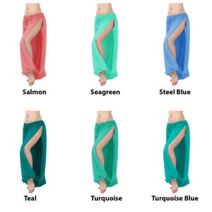 Chiffon Harem Pants Women, 2 Side Slit Belly Dance Trousers, Boho Genie Pants, Yoga Longue Wide Leg Pants, Pantaloons Halloween Trousers image 9